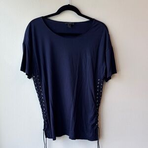 J. Crew Women's Navy Lace-Up Side Top